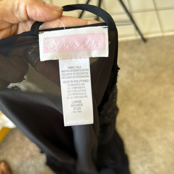 Lucie Ann Peignoir black Robe w/ matching nightgown full swing set Size L - Picture 8 of 14